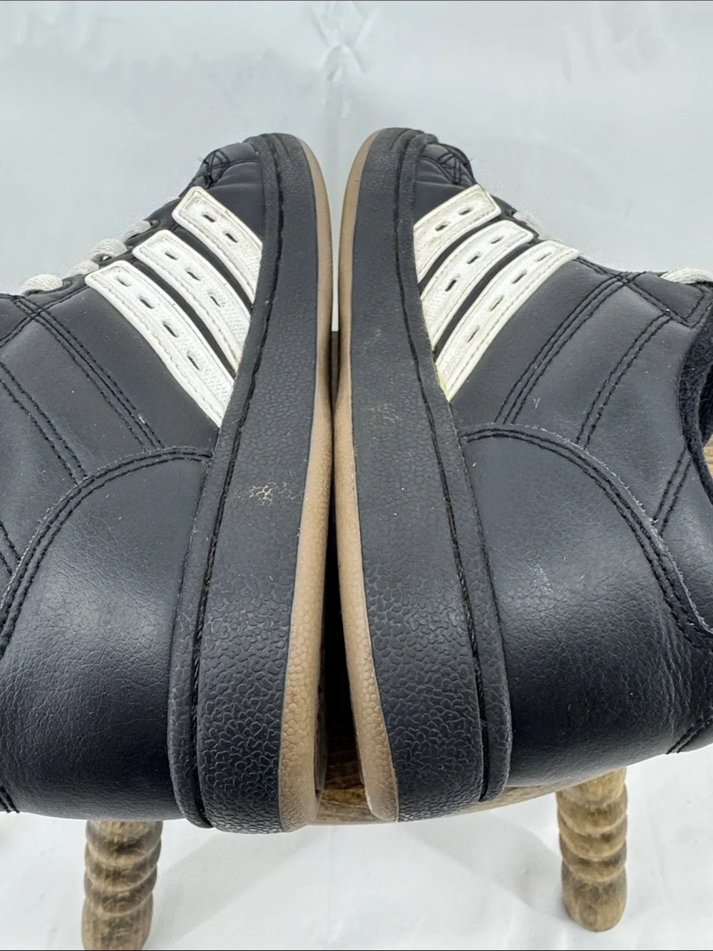 adidas Youth Boys Superstar II Skate Black Leather Sneakers w/ Red Branding, 4.5